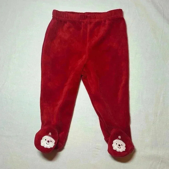 Koala Kids - velour footed Christmas baby pants. Size 6  months - Picture 1 of 3